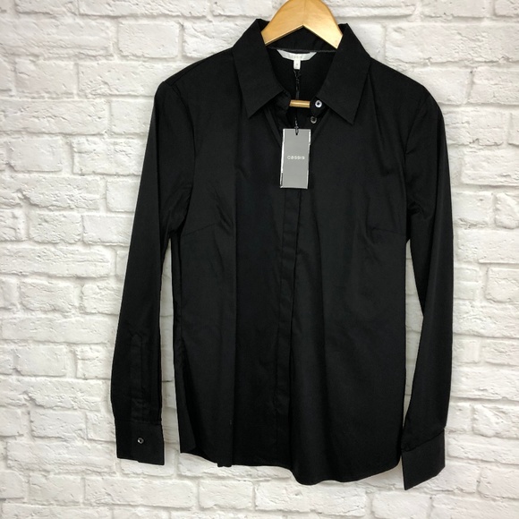 NWT Black CASSIS Button Down Shirt size medium - Picture 1 of 5